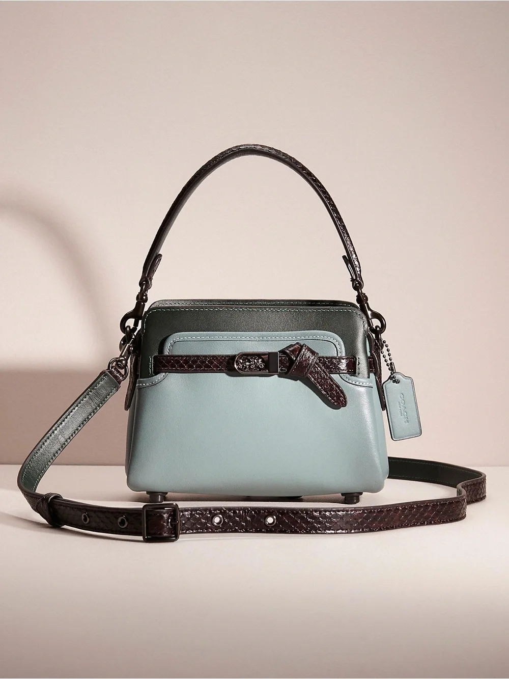 Coach Tate 18 Crossbody With Snakeskin Detail - Picture 1 of 16